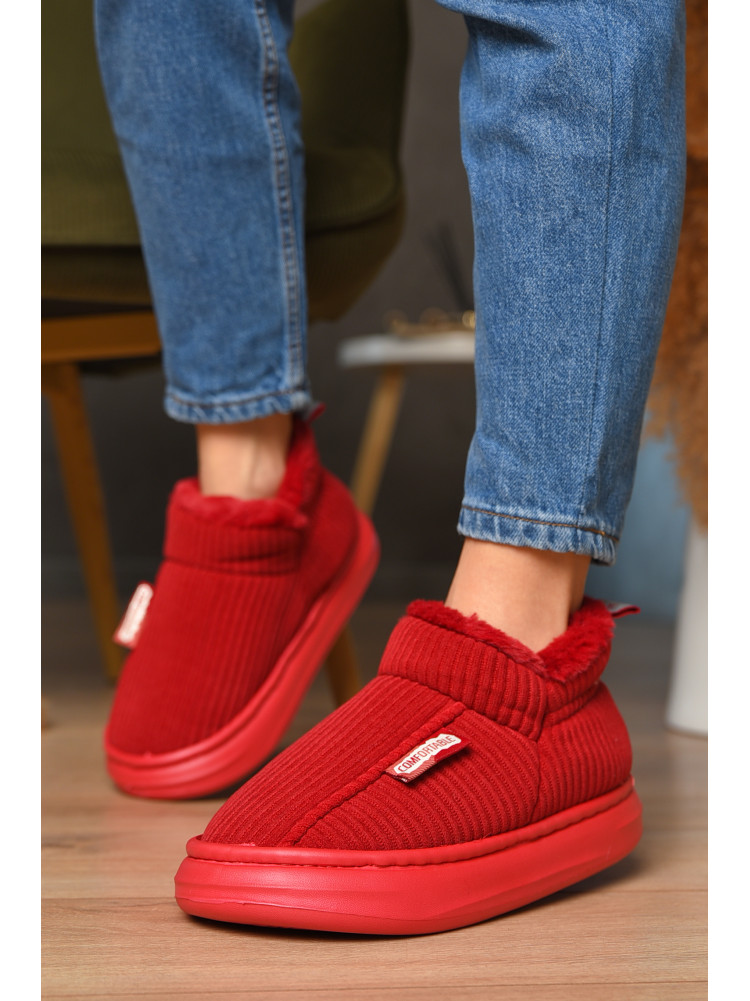 Домашні капці жіночі на хутрі червоного кольору 1592-13 208363C