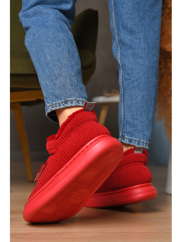 Домашні капці жіночі на хутрі червоного кольору 1592-13 208363C