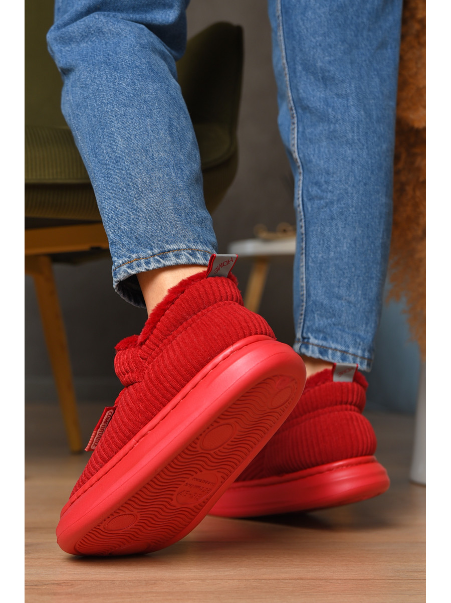 Домашні капці жіночі на хутрі червоного кольору 1592-13 208363C