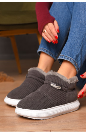 Домашні капці жіночі на хутрі сірого кольору 885-3 208364C Домашні капці жіночі на хутрі сірого кольору 885-3 208364C