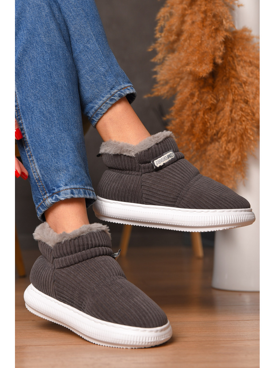 Домашні капці жіночі на хутрі сірого кольору 885-3 208364C