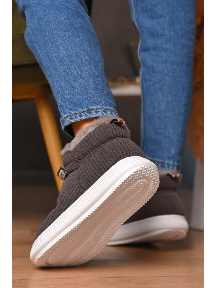 Домашні капці жіночі на хутрі сірого кольору 885-3 208364C