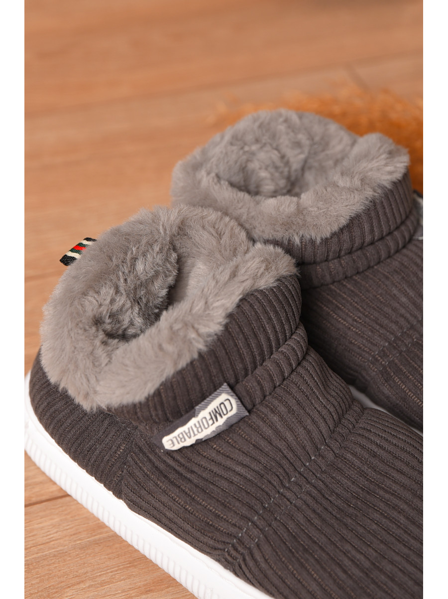 Домашні капці жіночі на хутрі сірого кольору 885-3 208364C