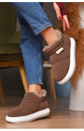 Домашні капці жіночі на хутрі коричневого кольору 885-2 208365C Домашні капці жіночі на хутрі коричневого кольору 885-2 208365C