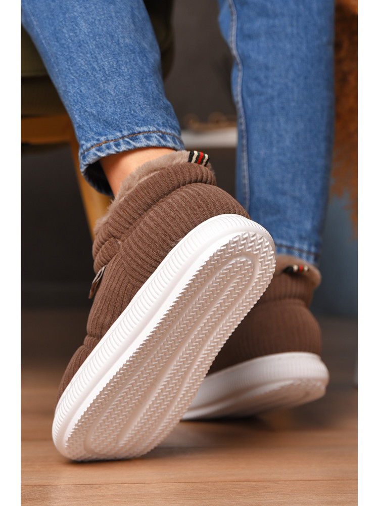 Домашні капці жіночі на хутрі коричневого кольору 885-2 208365C