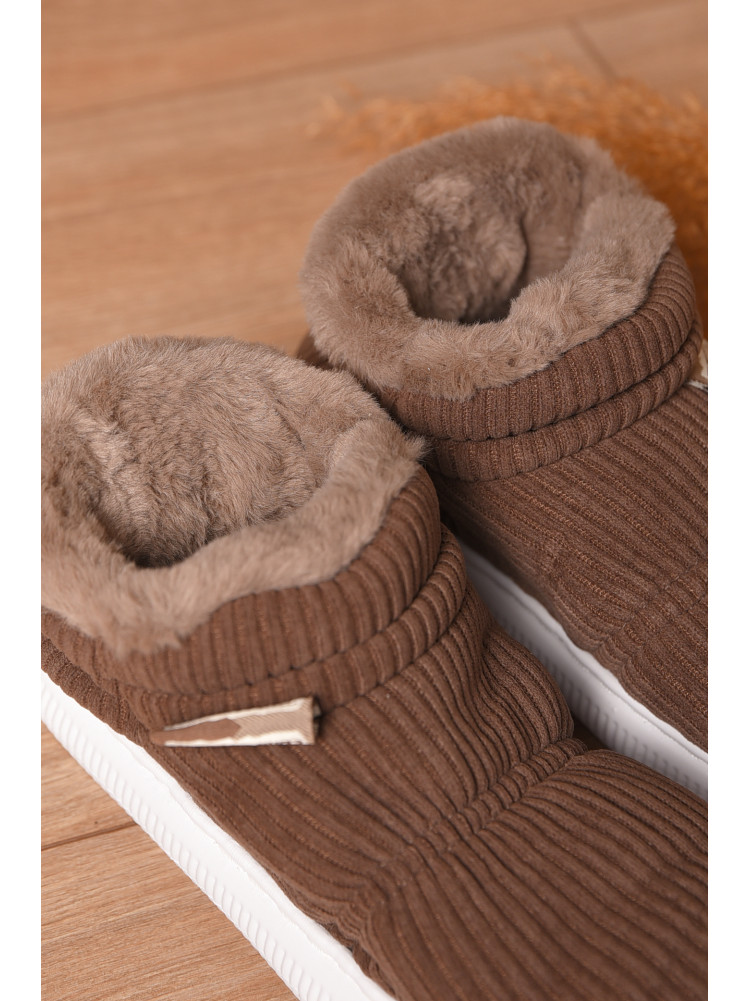 Домашні капці жіночі на хутрі коричневого кольору 885-2 208365C