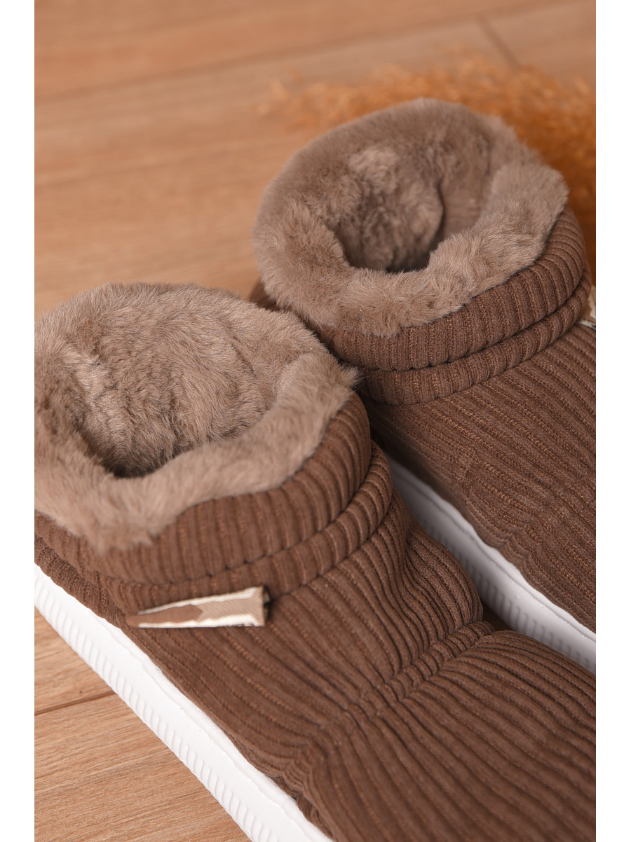 Домашні капці жіночі на хутрі коричневого кольору 885-2 208365C