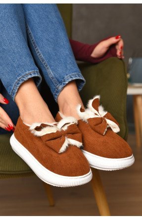 Домашні капці жіночі на хутрі коричневого кольору 803-12 208366C Домашні капці жіночі на хутрі коричневого кольору 803-12 208366C