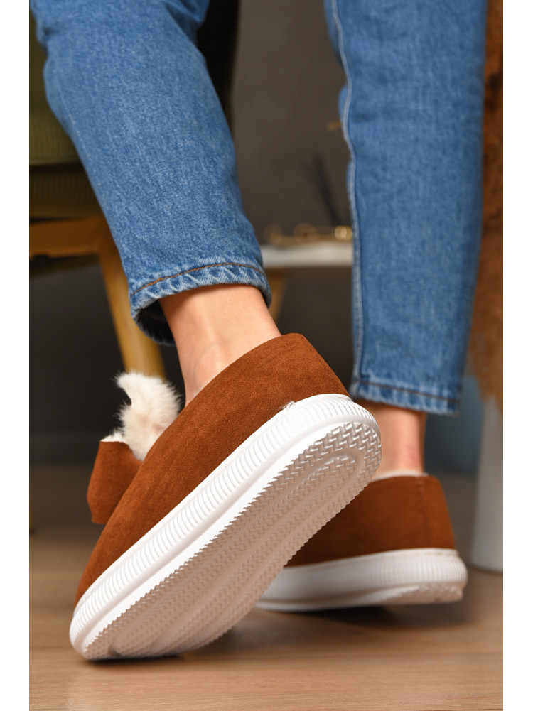 Домашні капці жіночі на хутрі коричневого кольору 803-12 208366C