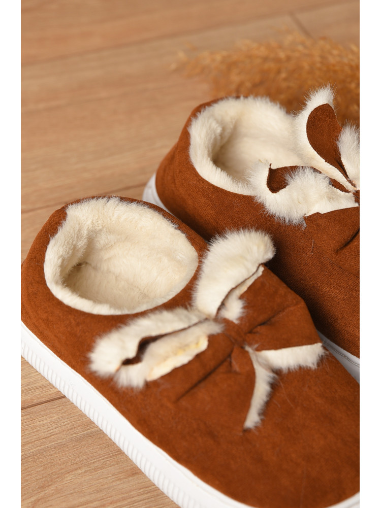 Домашні капці жіночі на хутрі коричневого кольору 803-12 208366C