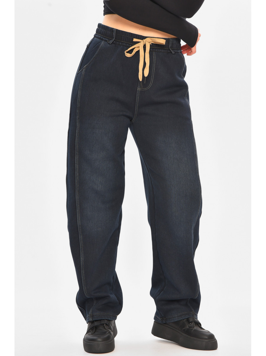 Джинсы женские утепленные тёмно-синего цвета А4212-1 208368C
