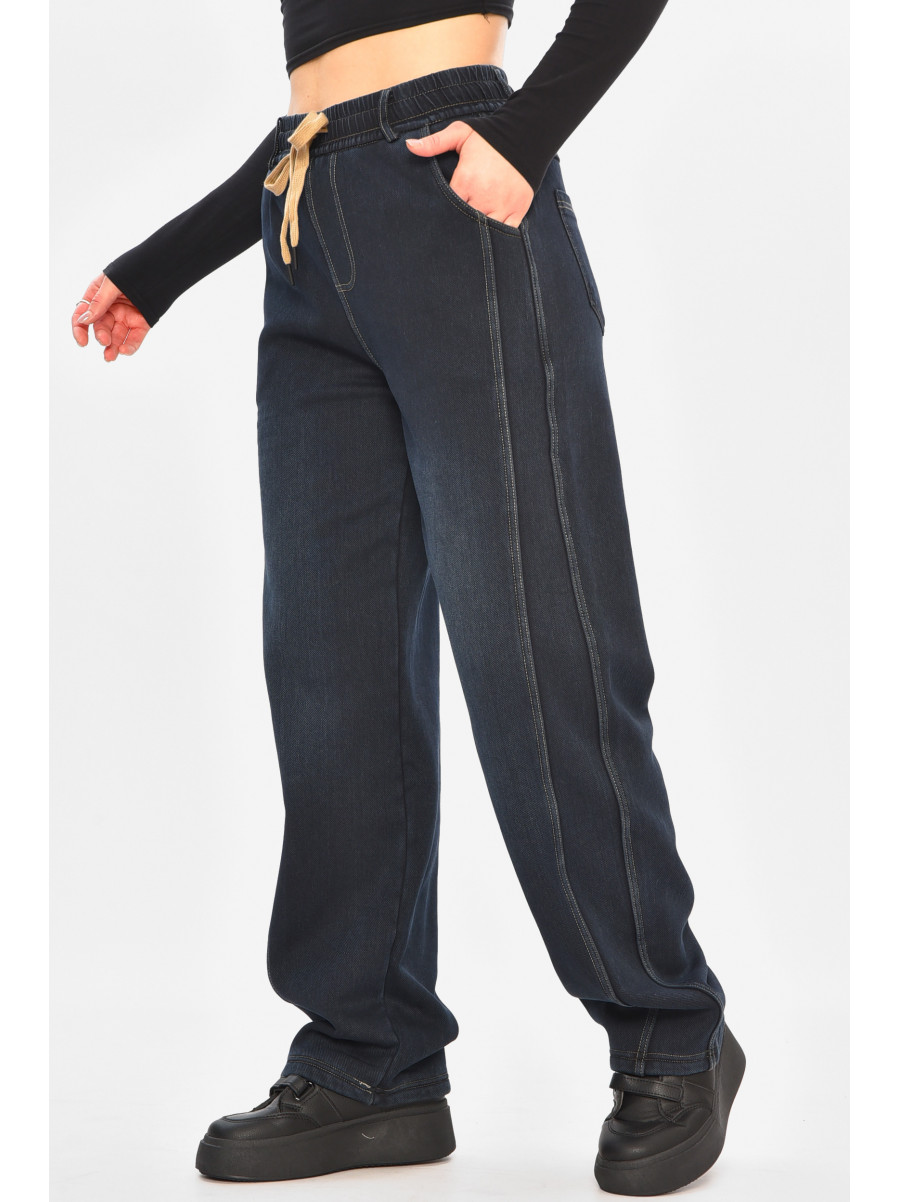 Джинсы женские утепленные тёмно-синего цвета А4212-1 208368C