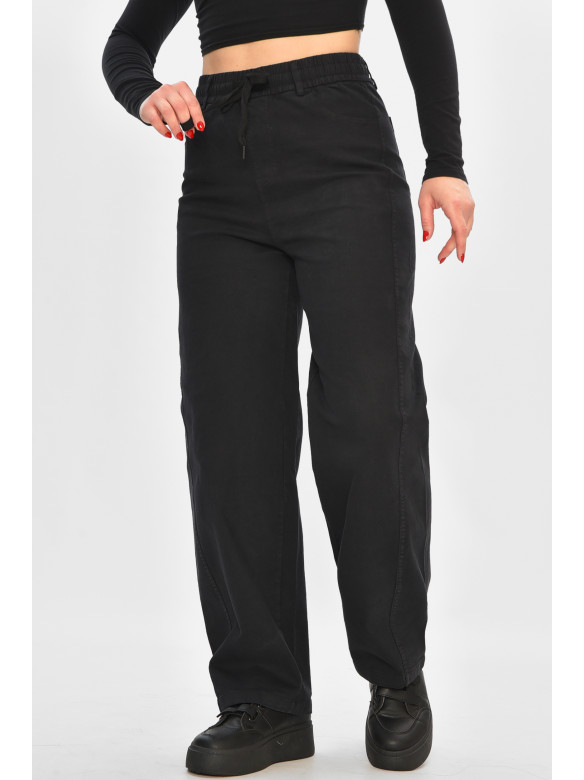 Штаны женские однотонные черного цвета 510-3 208371C
