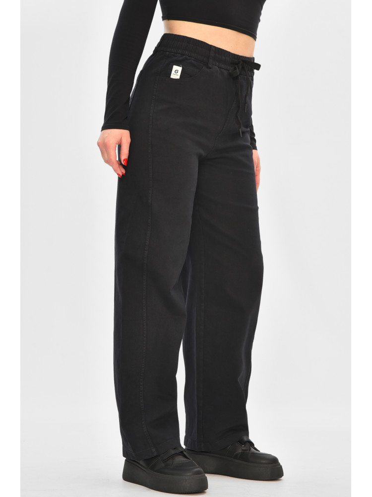 Штаны женские однотонные черного цвета 510-3 208371C