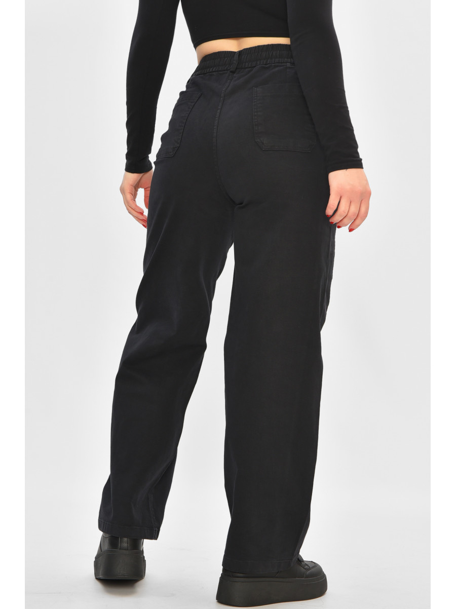 Штаны женские однотонные черного цвета 510-3 208371C