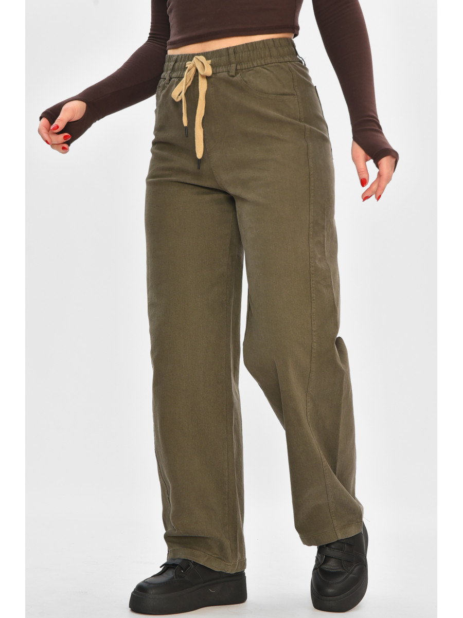 Штани жіночі однотонні темно-коричневого кольору 510-3 208372C