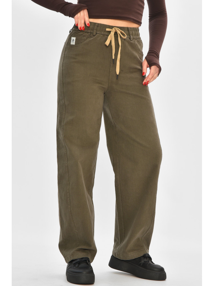 Штани жіночі однотонні темно-коричневого кольору 510-3 208372C