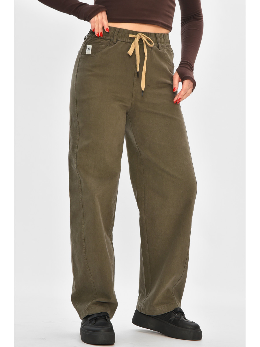 Штани жіночі однотонні темно-коричневого кольору 510-3 208372C