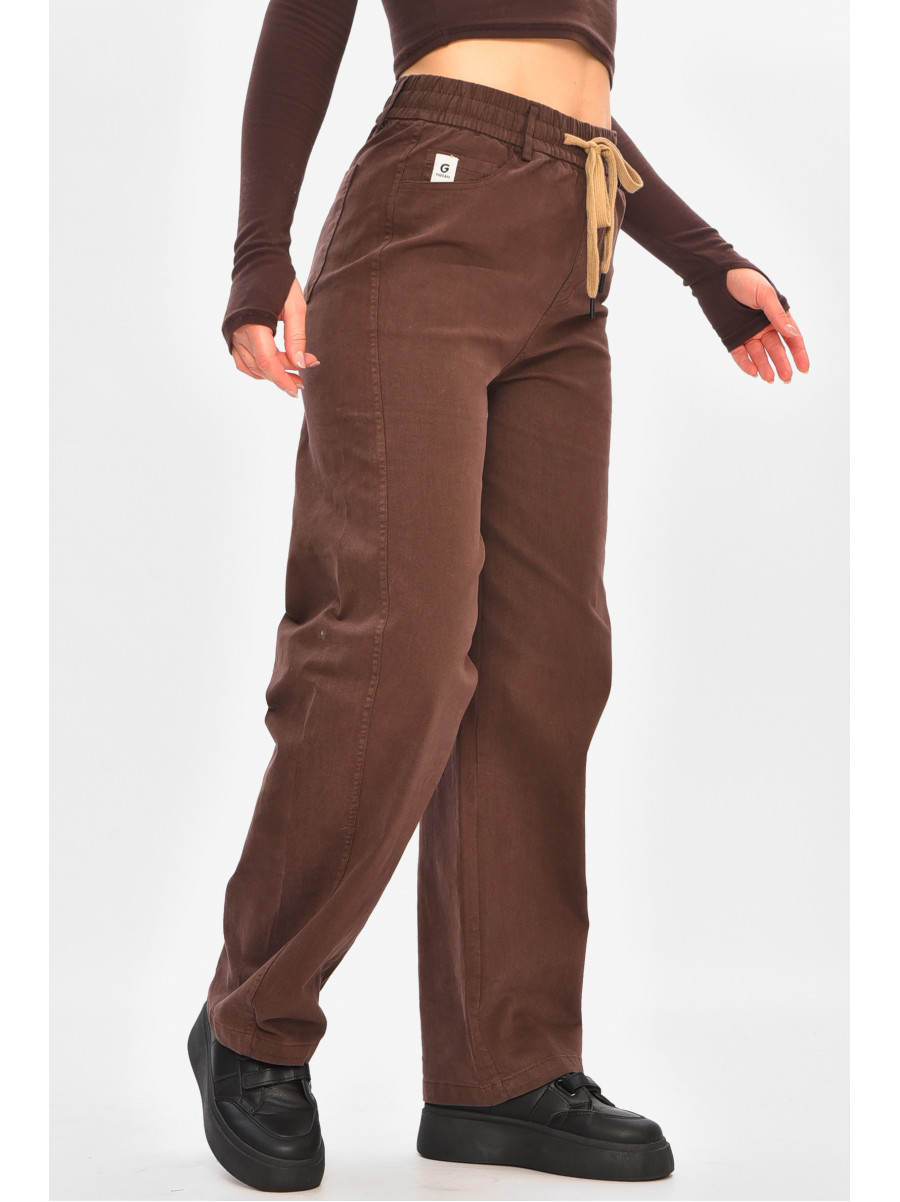 Штани жіночі однотонні бордового кольору 510-3 208373C