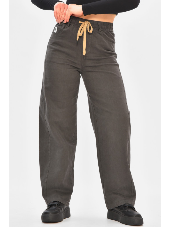 Штани жіночі однотонні темно-сірого кольору 510-3 208374C