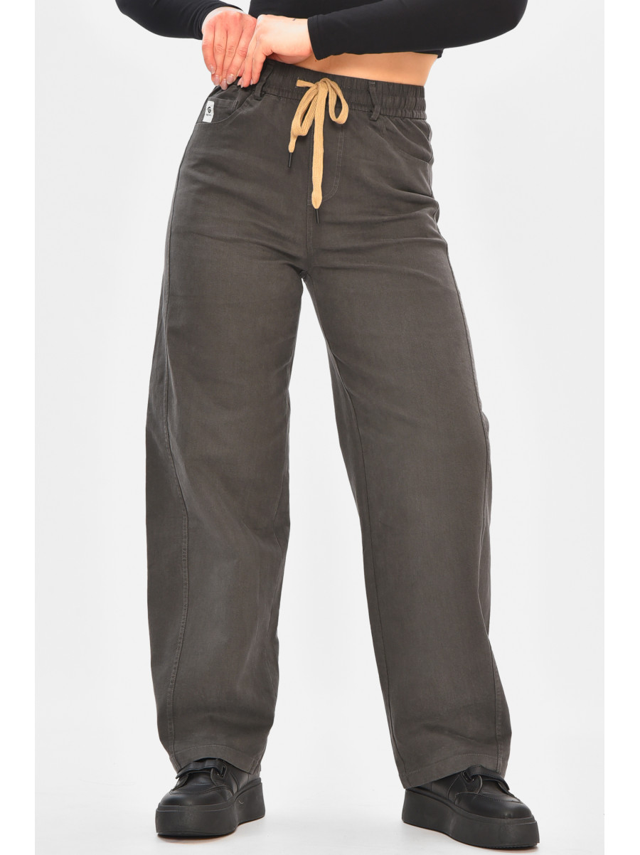 Штани жіночі однотонні темно-сірого кольору 510-3 208374C