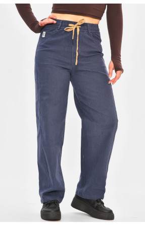 Штани жіночі однотонні темно-синього кольору 510-3 208375C Штани жіночі однотонні темно-синього кольору 510-3 208375C