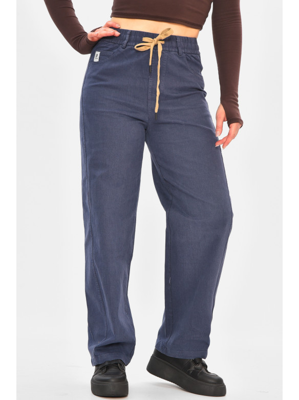 Штани жіночі однотонні темно-синього кольору 510-3 208375C