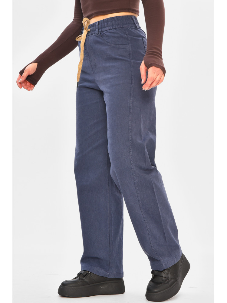 Штани жіночі однотонні темно-синього кольору 510-3 208375C