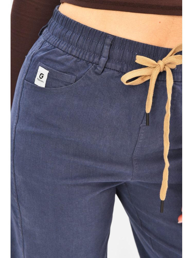 Штани жіночі однотонні темно-синього кольору 510-3 208375C