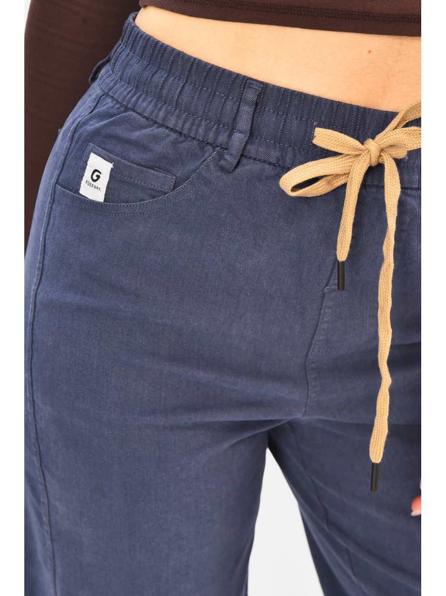 Штани жіночі однотонні темно-синього кольору 510-3 208375C