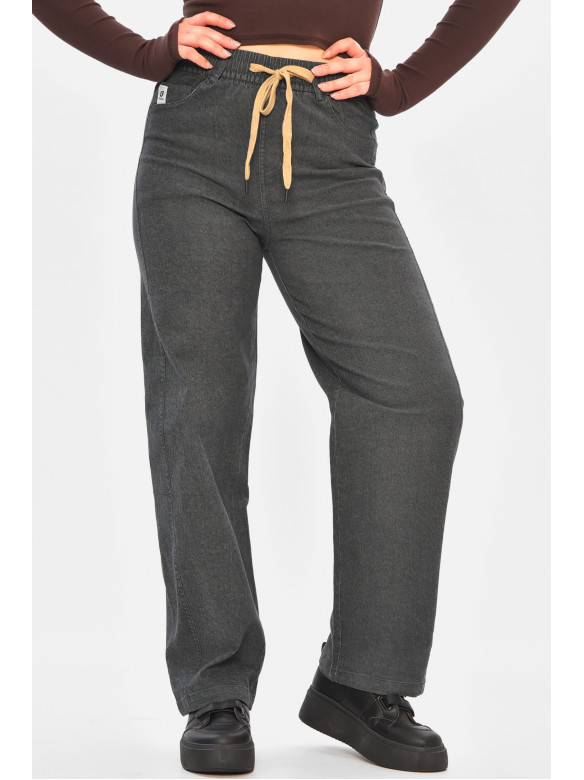 Штани жіночі однотонні темно-сірого кольору 510-3 208376C