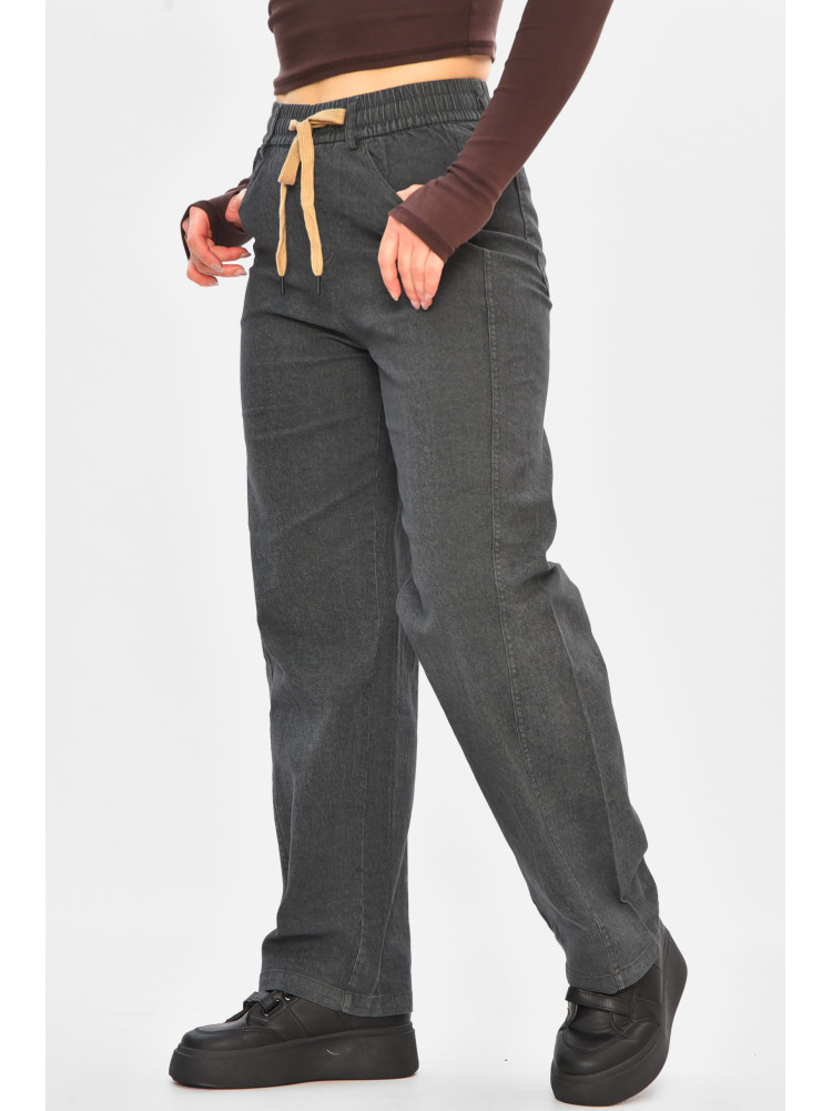 Штани жіночі однотонні темно-сірого кольору 510-3 208376C