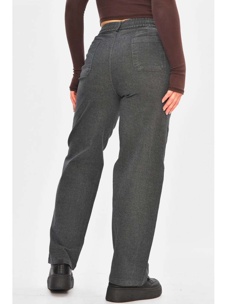 Штани жіночі однотонні темно-сірого кольору 510-3 208376C