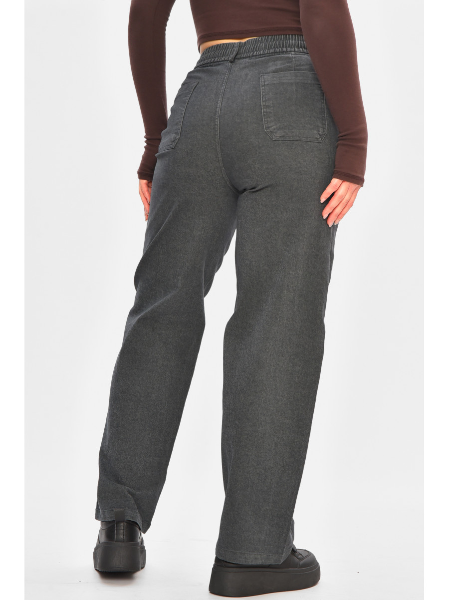 Штани жіночі однотонні темно-сірого кольору 510-3 208376C