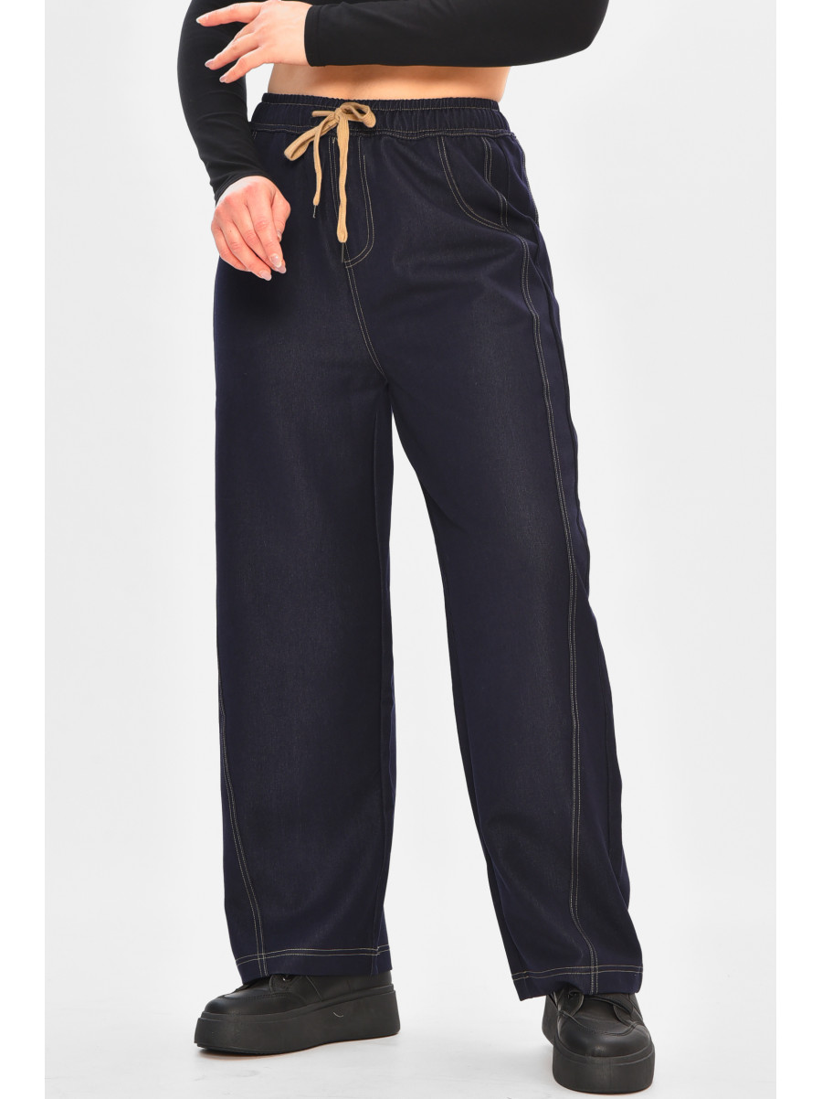 Джинси жіночі однотонні темно-синього кольору 571-7 208377C