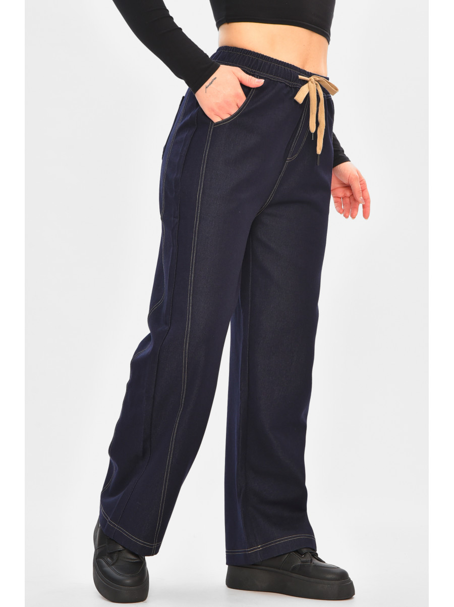 Джинси жіночі однотонні темно-синього кольору 571-7 208377C