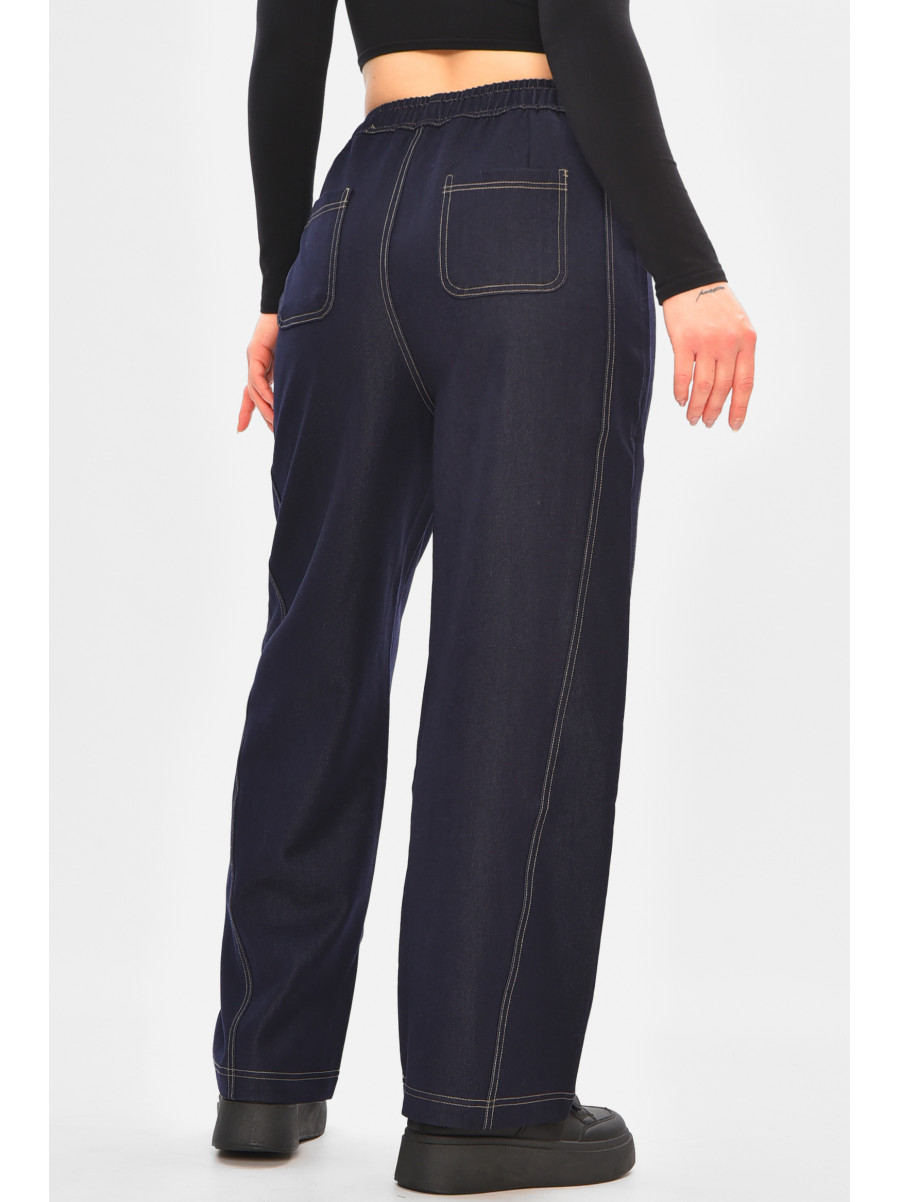 Джинси жіночі однотонні темно-синього кольору 571-7 208377C
