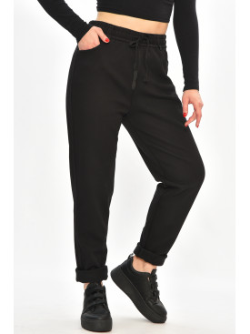 Джинсы женские однотонные на флисе черного цвета А4112-1 208378C