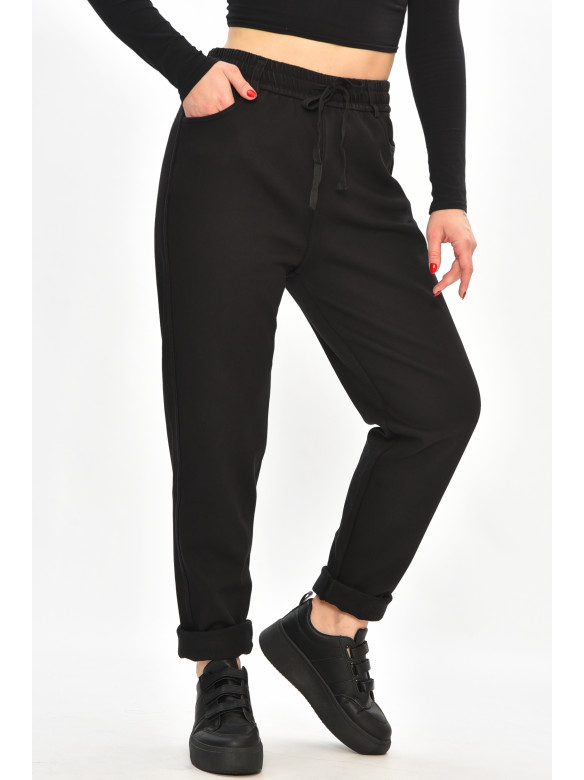 Джинсы женские однотонные на флисе черного цвета А4112-1 208378C