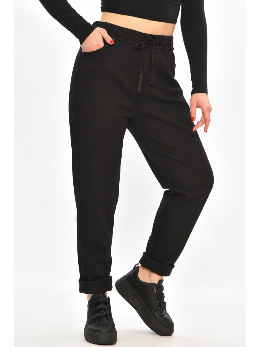 Джинсы женские однотонные на флисе черного цвета А4112-1 208378C