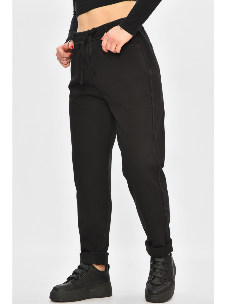 Джинсы женские однотонные на флисе черного цвета А4112-1 208378C