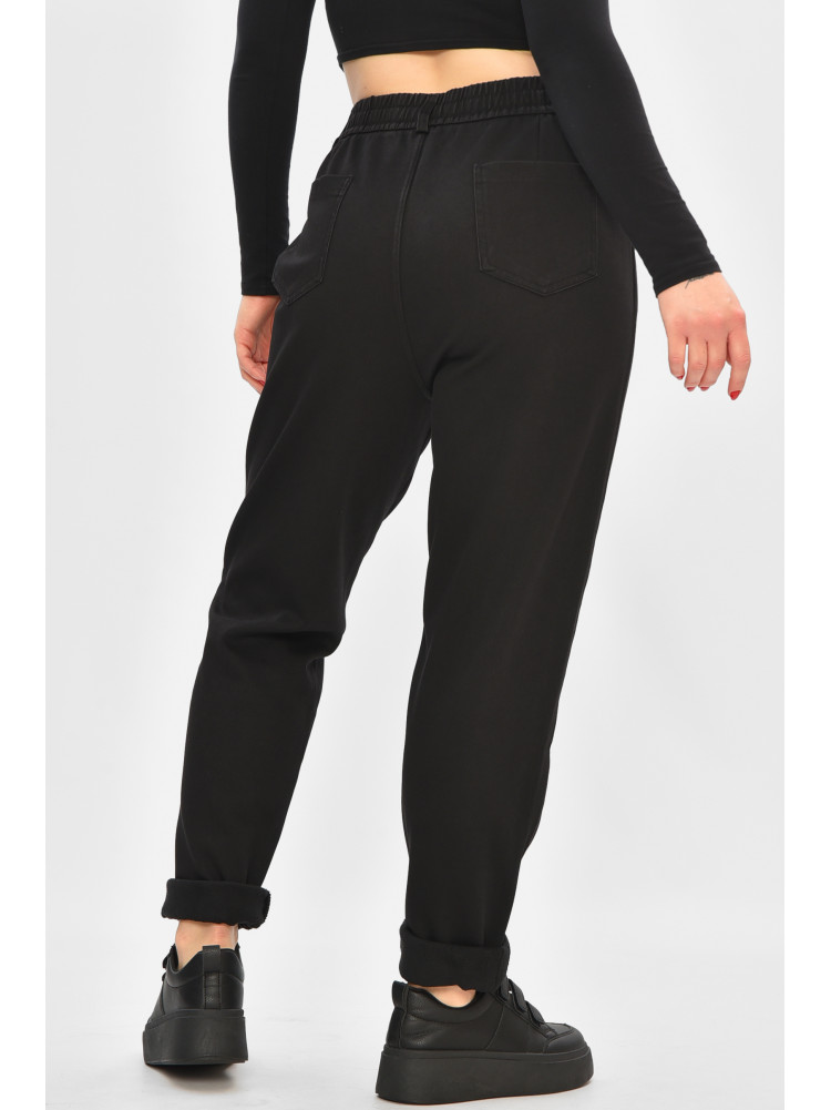 Джинсы женские однотонные на флисе черного цвета А4112-1 208378C