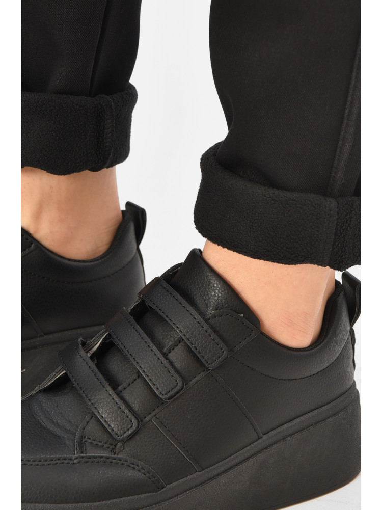 Джинсы женские однотонные на флисе черного цвета А4112-1 208378C