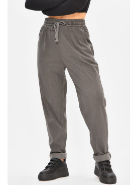 Джинсы женские однотонные на флисе темно-серого цвета А4112-1 208381C