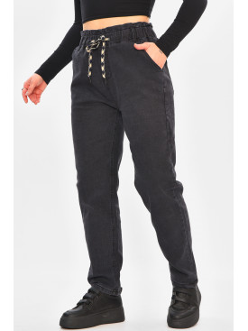 Джинсы женские полубатальные черного цвета 852-4 208383C