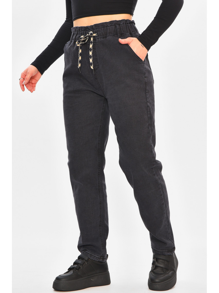 Джинси жіночі напівбатальні чорного кольору 852-4 208383C