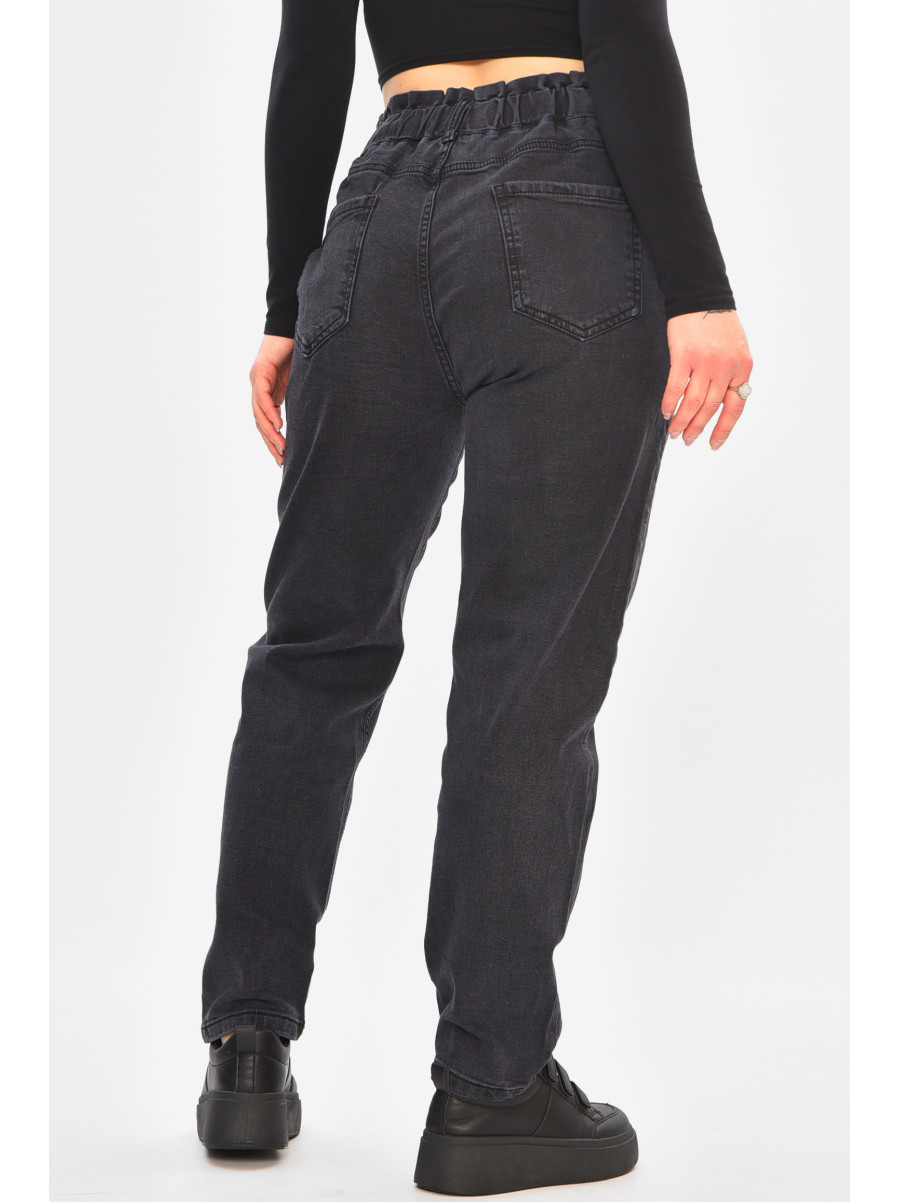 Джинси жіночі напівбатальні чорного кольору 852-4 208383C