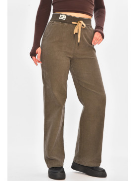 Штани жіночі однотонні темно-коричневого кольору 510-4 208384C Штани жіночі однотонні темно-коричневого кольору 510-4 208384C