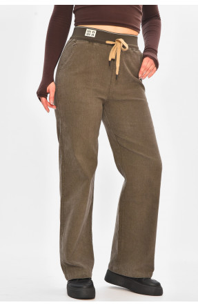 Штани жіночі однотонні темно-коричневого кольору 510-4 208384C