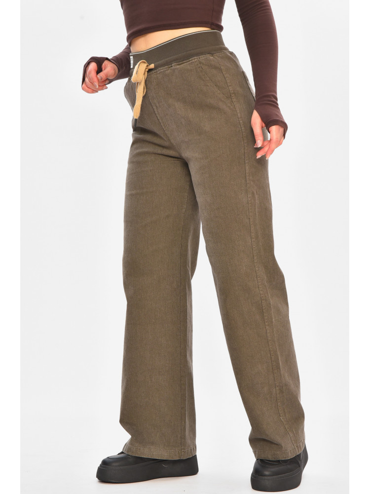 Штани жіночі однотонні темно-коричневого кольору 510-4 208384C